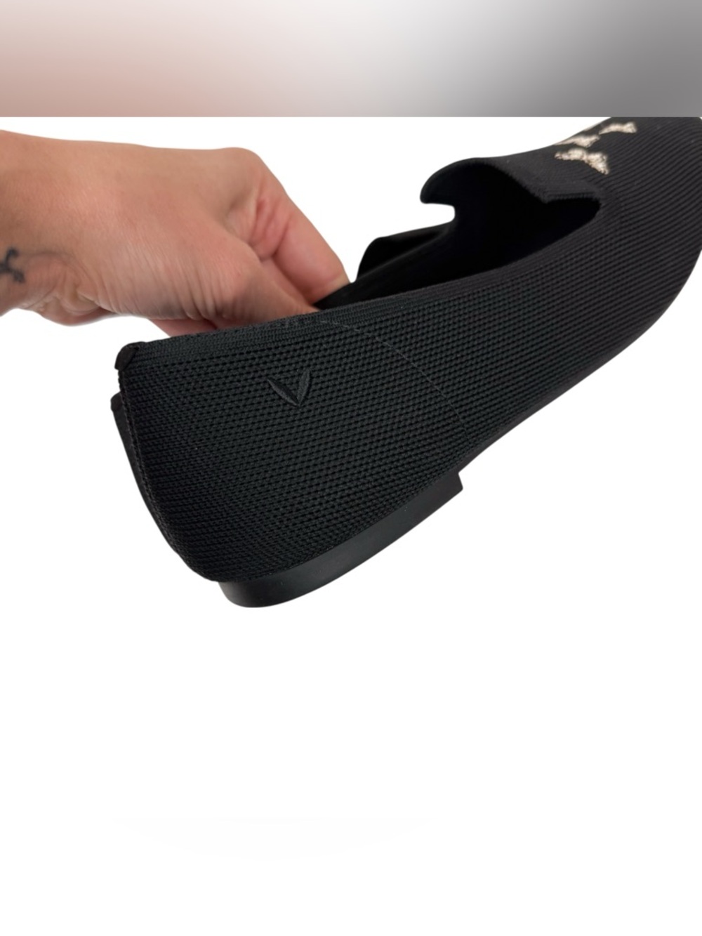 Vivaia Audrey Round Toe Embroidered Loafers Black Butterfly Size 40/9 - Picture 8 of 12